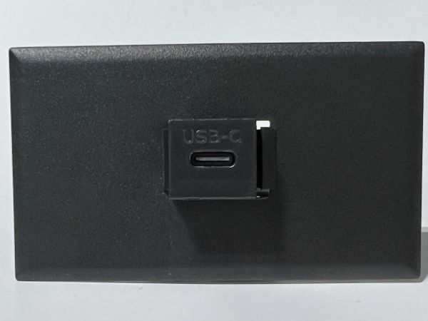 Telecom Plate with USB C 3.1 Pigtail Male to Female 9 inch cable - Installed - Front View - Black