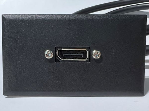 Telecom Plate with Display Port Panel Mount Female to Male 3ft Cable- Installed - Front View - Black