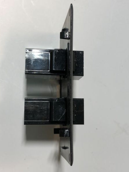 Telecom Plate with 2 RJ45 Inline Connectors - Installed - Top View - Black