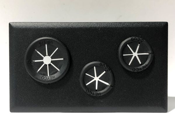 Telecom Plate with 2-0.625in Split Shutter Bushings and 1-0.875in Shutter Bushing - Front View - Black
