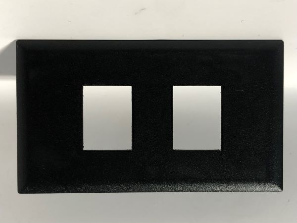 Telecom Data Plate with 2 Keystone Knockouts - Front View - Black