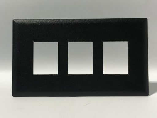 Telecom Data Plate with 3 Keystone Knockouts - Front View - Black