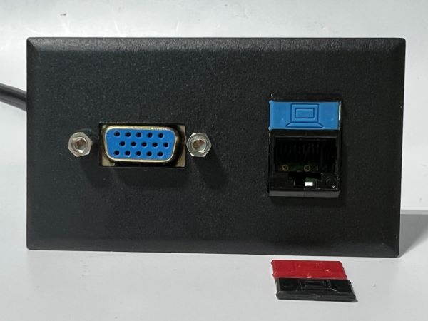 Telecom Plate with VGA cable and Siemon RJ45 Connector- Installed - Front View - Black