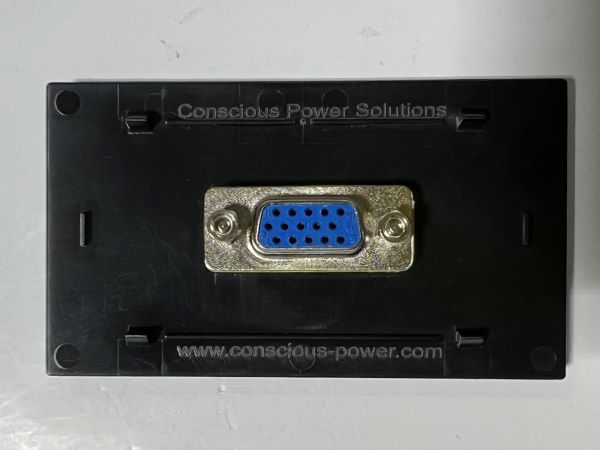 Telecom Plate with 15 pin VGA Female to Female Coupler - Installed - Back View - Black