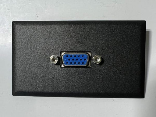 Telecom Plate with 15 pin VGA Female to Female Coupler - Installed - Front View - Black