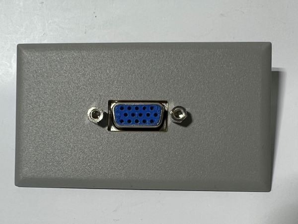 Telecom Plate with 15 pin VGA Female to Female Coupler - Installed - Front View - Gray