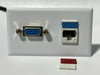 Telecom Plate with VGA cable and Siemon RJ45 Connector- Installed - Front View - White