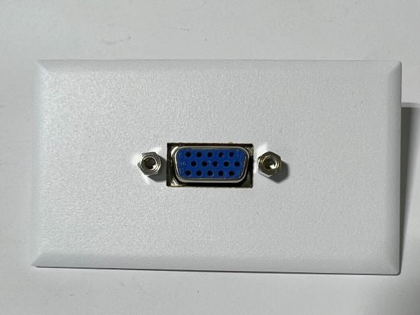 Telecom Plate with 15 pin VGA Female to Female Coupler - Installed - Front View - White