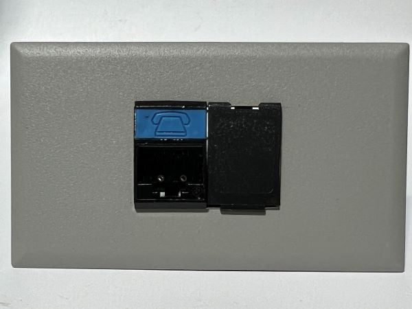 Telecom Plate showing 1 RJ45 Siemon Punch Down Connector and 1 Blank Insert - Gray