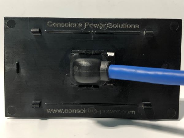 Telecom Data Plate with 3' USB A Keystone MtoF Cable - Installed - Back View - Black
