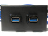 Telecom Data Plate with 2 - 3' USB A 3.0 Keystone MtoF Cables - Installed - Front View - Black