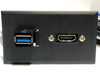 Telecom Data Plate with USB A Keystone 3' MtoF Cable and 6' HDMI Panel Mount Cable - Installed - Front View - Black