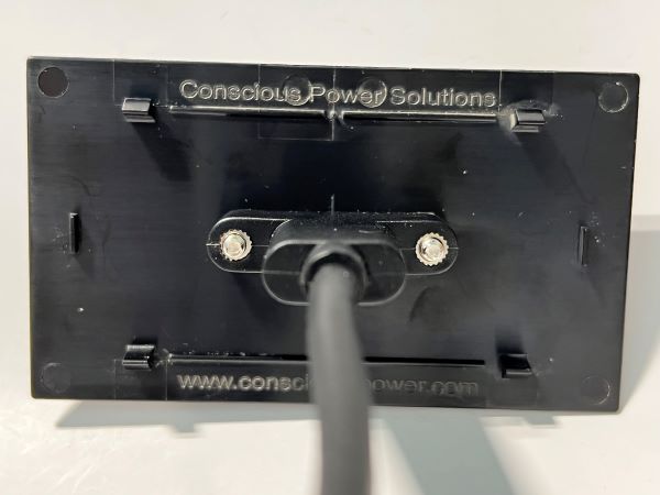 Telecom Data Plate with USB C 3.2 Panel Mount Cable Installed - Back View - Black