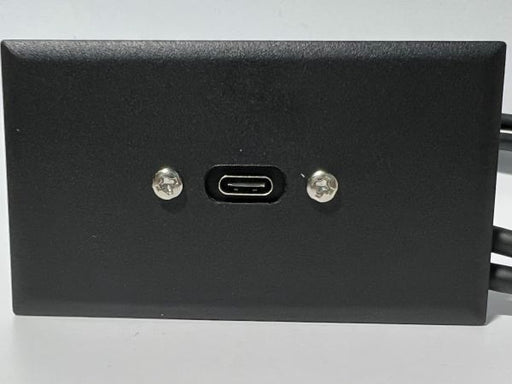 Telecom Data Plate with USB C 3.2 Panel Mount Cable Installed - Front View - Black