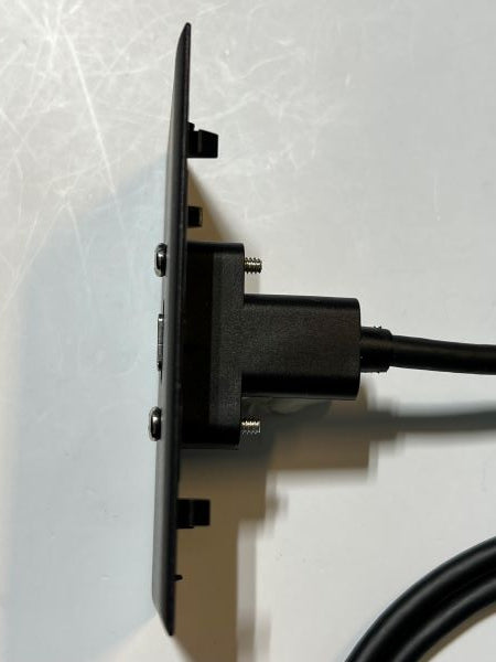 Telecom Data Plate with USB C 3.2 Panel Mount Cable Installed - Top View - Black