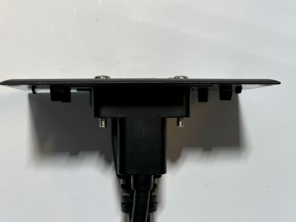 Telecom Plate with USB C 3.2 3ft Cable and HDMI 6ft Cable  - Installed - Top View - Black