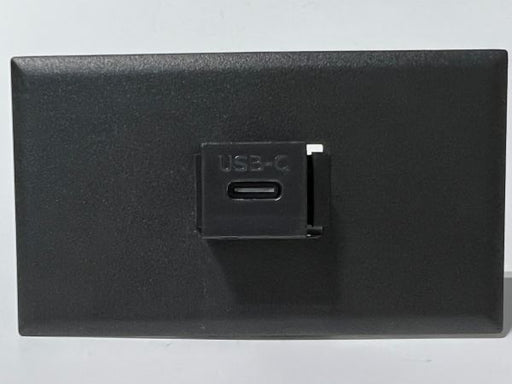 Telecom Plate with USB C 3.1 Pigtail Male to Female 9 inch cable - Installed - Front View - Black