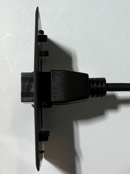 Telecom Plate with USB C 3.1 Pigtail Male to Female 9 inch cable - Installed - Top View - Black