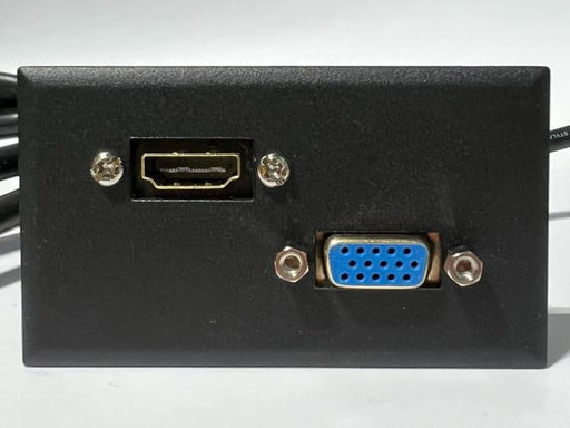 Telecom Plate with VGA cable and HDMI cable - Installed - Front View - Black