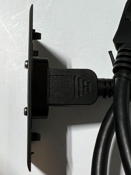 Telecom Plate with Display Port Panel Mount Female to Male 3ft Cable- Installed - Top View - Black