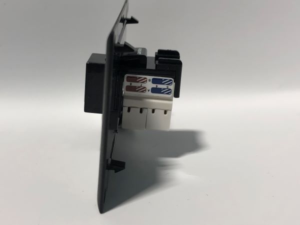 Telecom Data Plate with RJ45 Punch Down Connector - Installed - Side View - Black