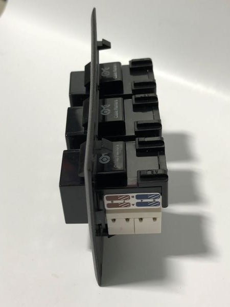 Telecom Data Plate with 3 RJ45 Punch Down Connector - Installed - Side View - Black