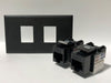Telecom Data Plate with 2 RJ45 Punch Down Connector - Uninstalled - Front View - Black