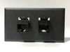 Telecom Plate with 2 RJ45 Inline Connectors - Installed - Front View - Black