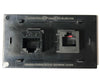 Telecom Plate with 1 RJ45 Inline Connector and 1 RJ11 Inline Connector - Installed - Back View - Black
