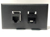 Telecom Plate with 1 RJ45 Inline Connector and 1 RJ11 Inline Connector - Installed - Front View - Black