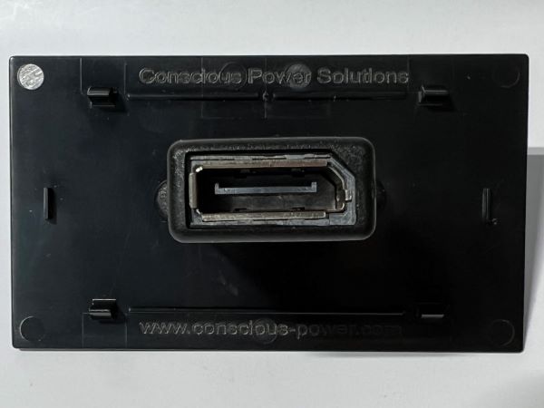 Telecom Plate with Display Port Female to Female Coupler - Installed - Back View - Black