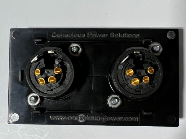 Telecom Plate with 2 D-Series 4 Pin XLR Solder Connectors - Installed - Back View - Black