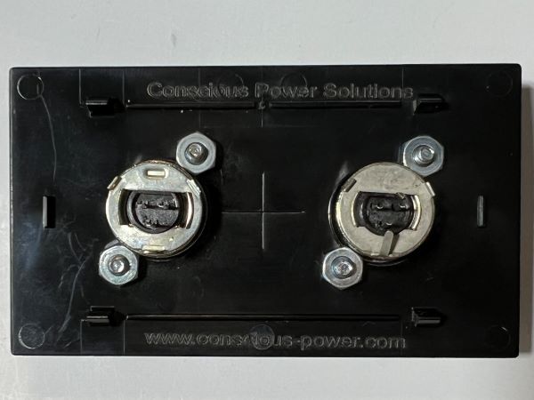 Telecom Plate with two 3 Pin Mini XLR Connectors - Installed - Back View - Black