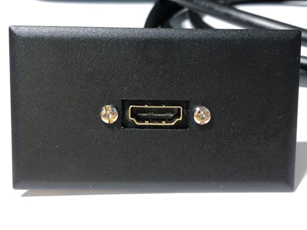 Telecom Plate with HDMI cable - Installed - Front View - Black