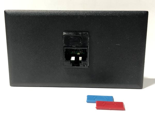 Telecom Data Plate with Siemon RJ45 Punch Down Connector - Installed - Front View - Black