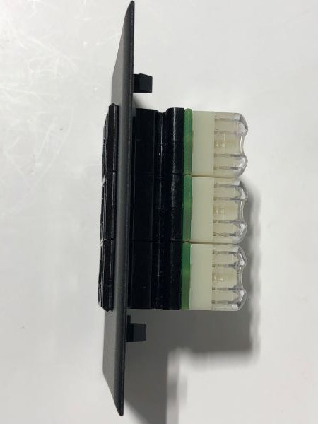 Telecom Data Plate with 3 Siemon RJ45 Punch Down Connectors - Installed - Top View - Black
