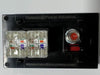 Telecom Plate with single Siemon™ Flat MAX® F-Type Coaxial Connector and 2 Siemon™ Flat MAX® RJ45 CAT6 connectors - Installed - Back View - Black. Shown with additional color icons