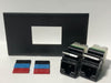 Telecom Data Plate with 2 Siemon RJ45 Punch Down Connectors - Uninstalled - Front View - Black