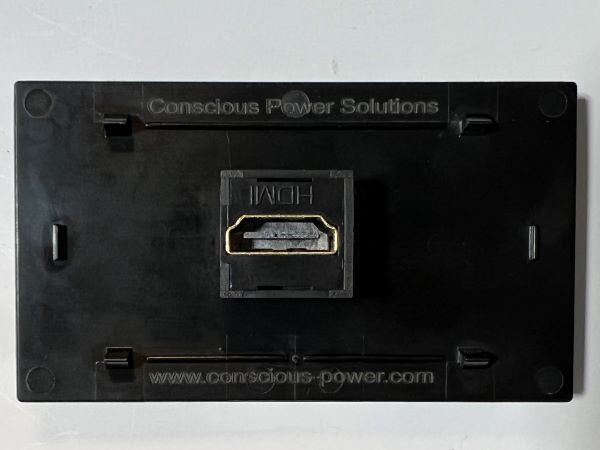Telecom Plate with Single 4K HDMI Female to Female Connector - Installed - Back View - Black