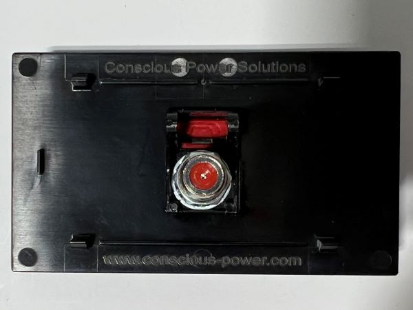 Telecom Plate with single Siemon™ Flat MAX® F-Type Coaxial Connector - Installed -  Back View - Black. Shown with additional color icons