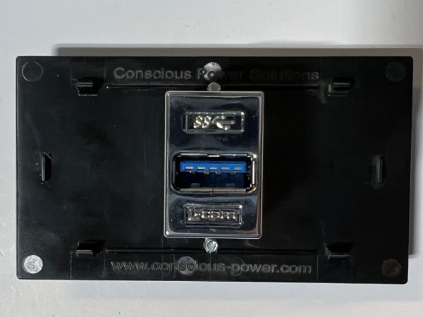 Telecom Data Plate with USB A 3.0 Panel Mount - Installed - Back View - Black