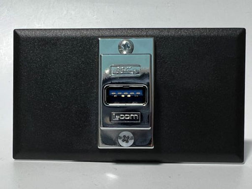 Telecom Data Plate with USB A 3.0 Panel Mount - Installed - Front View - Black
