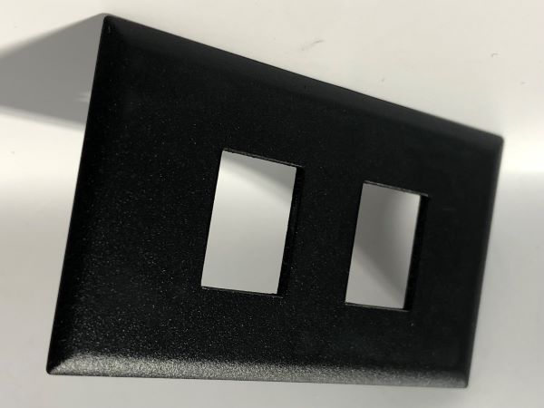 Telecom Data Plate with 2 Keystone Knockouts - Angled View - Black