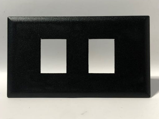 Telecom Data Plate with 2 Keystone Knockouts - Front View - Black