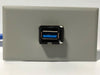 Telecom Data Plate with 3' USB A Keystone MtoF Cable - Installed - Front View - Gray