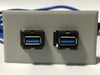 Telecom Data Plate with 2 - 3' USB A 3.0 Keystone MtoF Cables - Installed - Front View - Gray