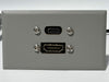Telecom Plate with USB C 3.2 3ft Cable and HDMI 6ft Cable  - Installed - Front View - Gray