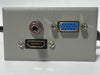 Telecom Plate with VGA cable, Mini Stereo, and HDMI cable - Installed - Front View - Gray