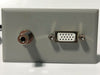 Telecom Plate with 3' HD VGA M/F Cable and 3.5mm Mini Stereo - Installed - Front View - Gray