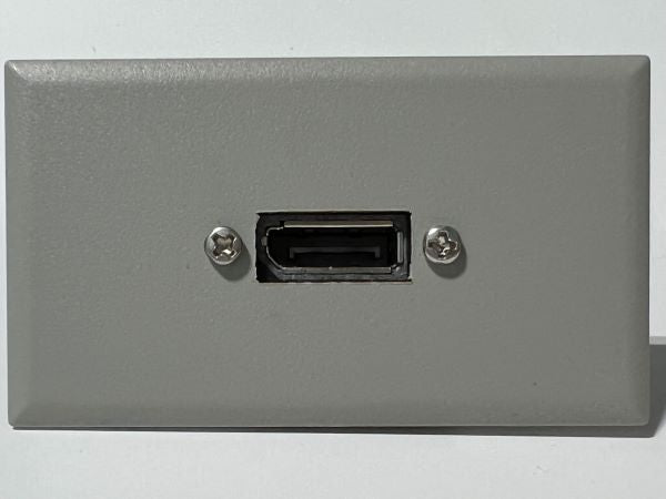 Telecom Plate with Display Port Female to Female Coupler - Installed - Front View - Gray